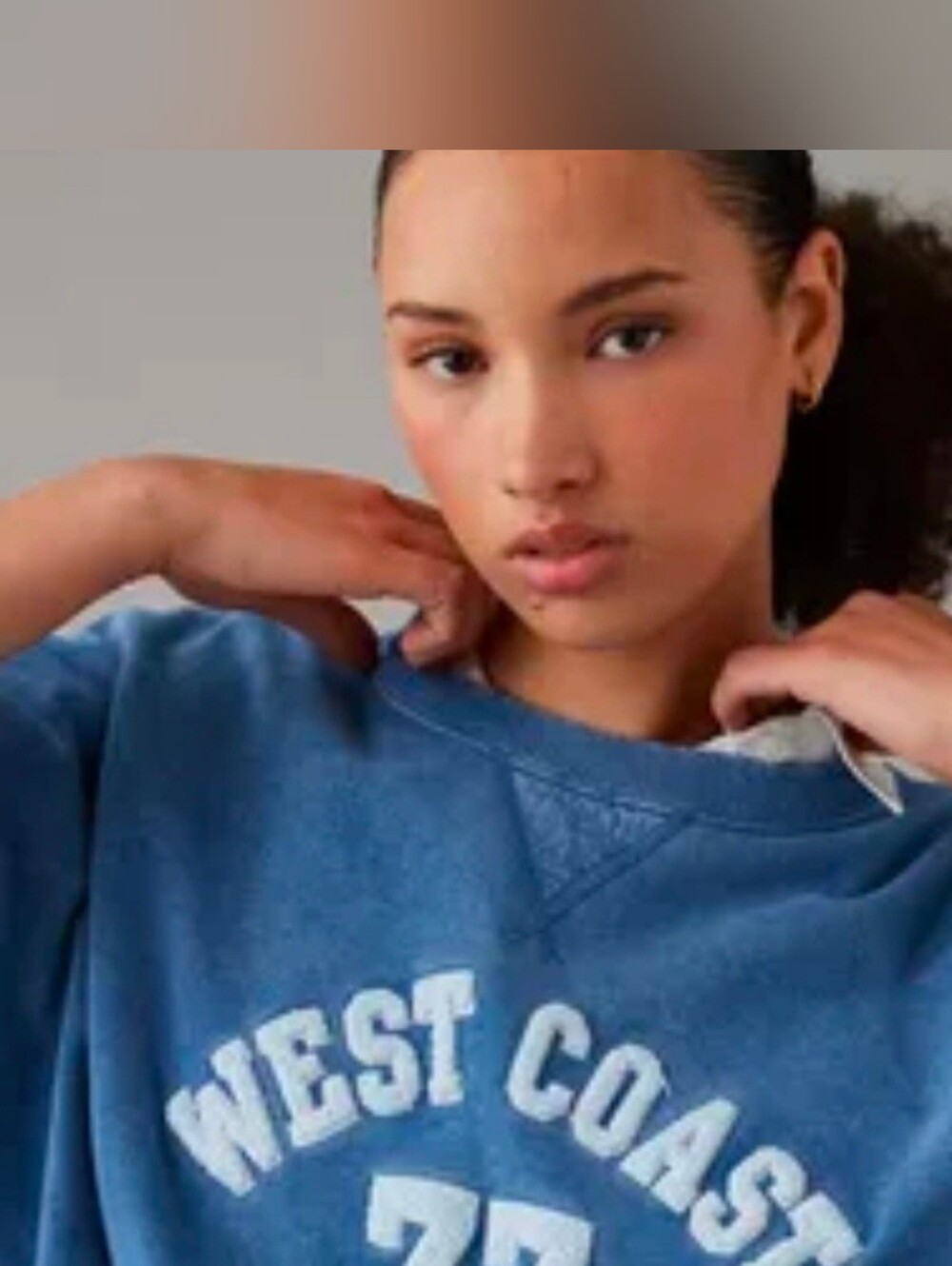 American Eagle Outfitters Blue 'West Coast 77' Crewneck Sweatshirt